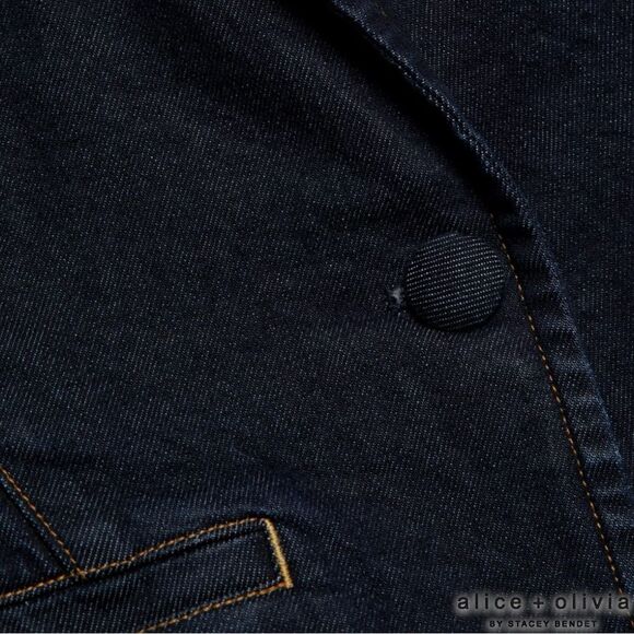 Alice + Olivia **NWT** Macey Dark Rinse Denim Fitted Blazer - Picture 8 of 16